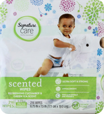 Signature Select/Care Scented Wipes Cucumber & Green Tea Scent - 3-72 Count - Image 2