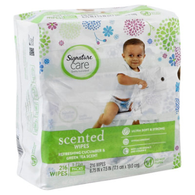 Signature Select/Care Scented Wipes Cucumber & Green Tea Scent - 3-72 Count