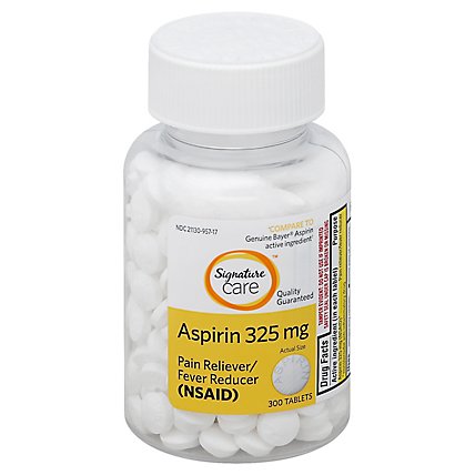 Signature Care Aspirin Pain Reliever Fever Reducer 325mg NSAID Tablet - 300 Count - Image 1