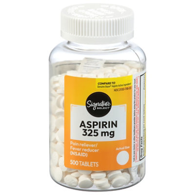 Signature Select/Care Aspirin Pain Reliever Fever Reducer 325mg NSAID Tablet - 500 Count - Image 2