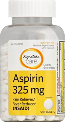 Signature Select/Care Aspirin Pain Reliever Fever Reducer 325mg NSAID Tablet - 500 Count - Image 2