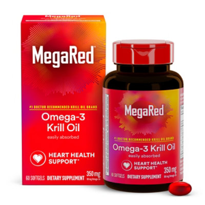 MegaRed Dietary Supplement Omega 3 Krill Oil 350mg/Softgel - 60 Count - Image 2