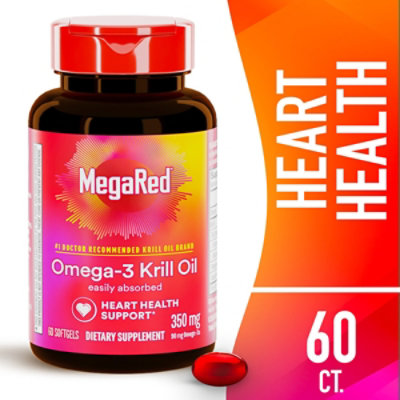 MegaRed Dietary Supplement Omega 3 Krill Oil 350mg/Softgel - 60 Count - Image 1