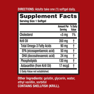 MegaRed Dietary Supplement Omega 3 Krill Oil 350mg/Softgel - 60 Count - Image 3