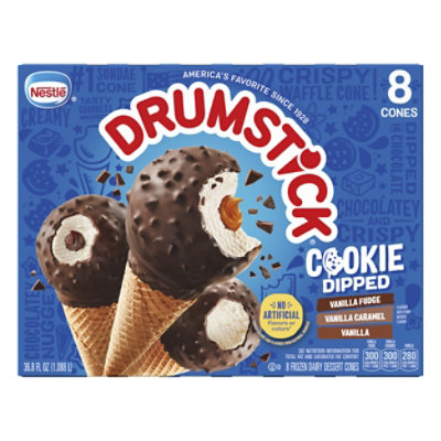 Nestle Drumstick Cookie Dipped Vanilla Fudge Vanilla Caramel Cones Variety Pack - 8 Count - Image 1