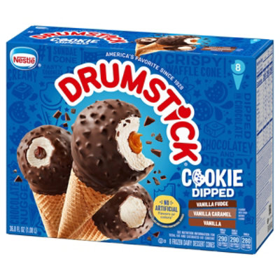 Nestle Drumstick Cookie Dipped Vanilla Fudge Vanilla Caramel Cones Variety Pack - 8 Count - Image 2