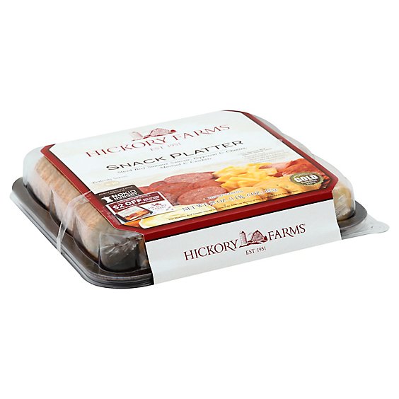 Hickory Farms Snack Platter Sliced Beef Summer Sausage Pepperoni & Cheese Mustard - 22 Oz