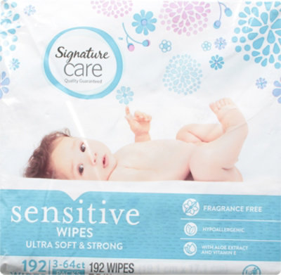 Signature Select/Care Wipes Sensitive Ultra Soft & String Fragrance Free 3 Packs - 3-64 Count - Image 2