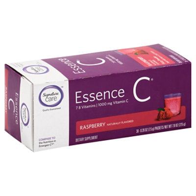 Signature Care Essence C 7 B Vitamins C Vitamin C 1000 mg Raspberry Fizzy Powder - 30 Count