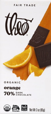 Theo Chocolate Organic 70% Dark Chocolate Orange - 3 Oz - Image 2