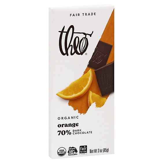 Theo Chocolate Organic 70% Dark Chocolate Orange - 3 Oz