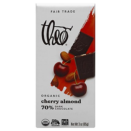 Theo Chocolate Organic 70% Dark Chocolate Cherry Almond - 3 Oz - Image 3