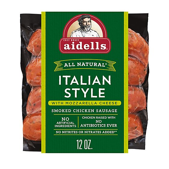 Aidells Smoked Chicken Sausage Links Italian Style with Mozzarella Cheese 4 Count - 12 Oz