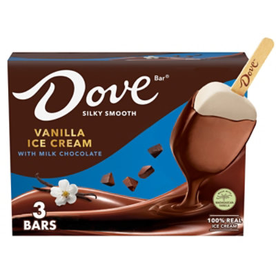 DOVE Vanilla Ice Cream Bars Coated With Milk Chocolate Dessert - 3-8.67 Oz - Image 1
