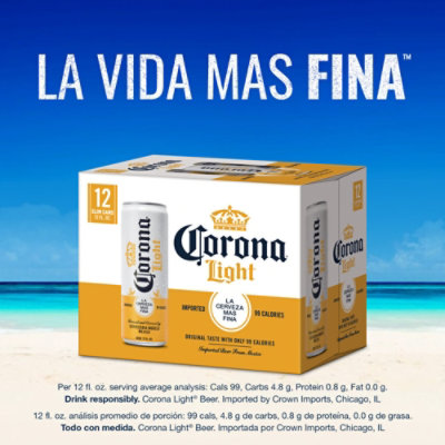 Corona Light Mexican Lager Light Beer 4.0% ABV Can - 12-12 Fl. Oz. - Image 3