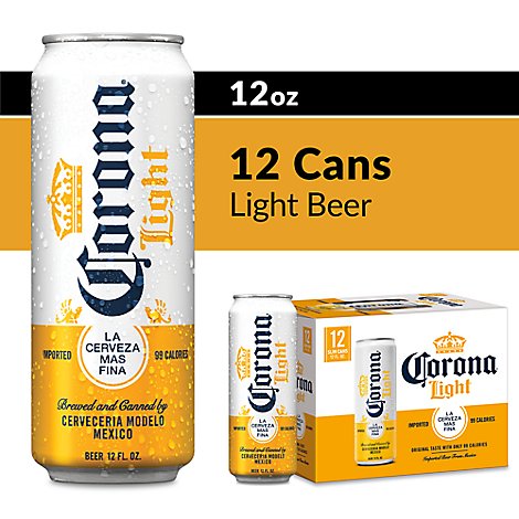 Corona Light Mexican Lager Beer Cans 4.0% ABV - 12-12 Fl. Oz.