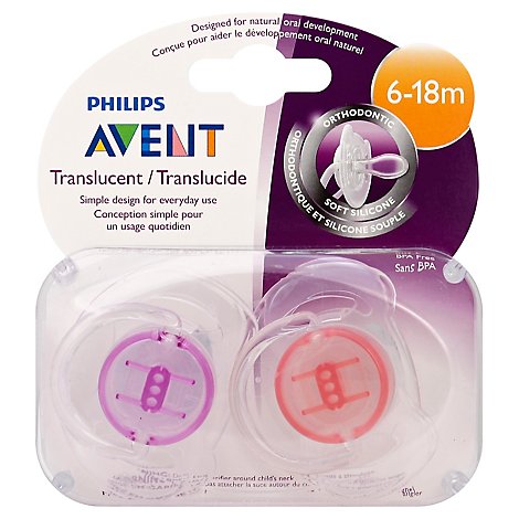Avent Pacifier Orthodontic Silicone 6-18 Months - 2 Package