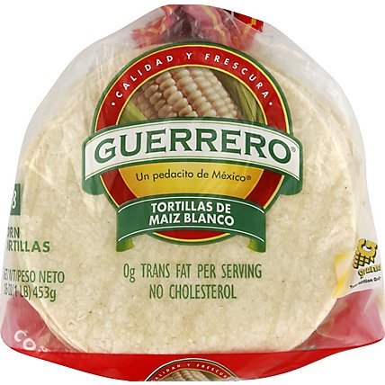 Guerrero Tortillas Corn White Maiz Blanco Bag 18 Count - 16 Oz - Image 2