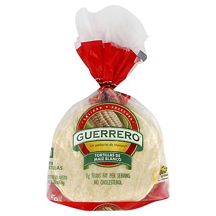 Guerrero Tortillas Corn White Maiz Blanco Bag 18 Count - 16 Oz - Image 1