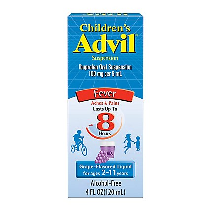 Childrens Advil Suspension Grape Flavor Ibuprofen Fever Reducer/Pain Reliever- 4 Fl. Oz. - Image 2