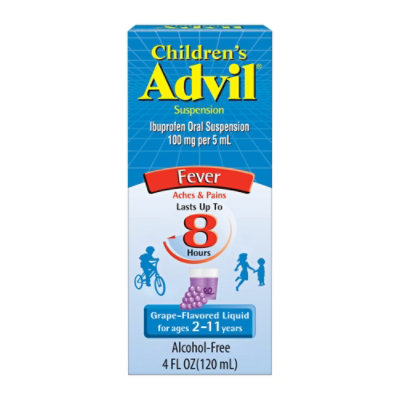 Childrens Advil Suspension Grape Flavor Ibuprofen Fever Reducer/Pain Reliever- 4 Fl. Oz. - Image 1