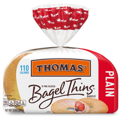 Thomas Bagel Thins Plain 8 Count - 13 Oz