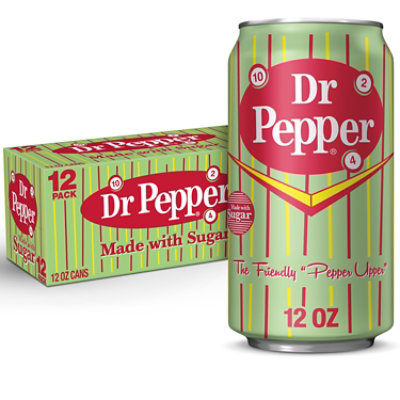 Dr Pepper Made With Sugar Soda Cans - 12-12 Fl. Oz. - Image 1