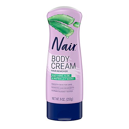 Nair Leg And Body Hair Removal Body Cream With Aloe And Water Lily Bottle - 9 Oz - Image 1