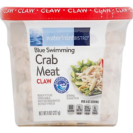 waterfront BISTRO Crab Meat Claw Wild Caught Ready To Eat - 8 Oz
