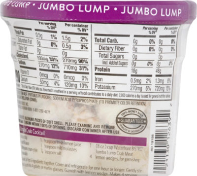 waterfront BISTRO Crab Meat Jumbo Lump Wild Caught Ready To Eat - 8 Oz - Image 6