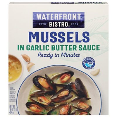 waterfront BISTRO Mussels Garlic Butter Sauce Fully Cooked Ready To Heat - 16 Oz - Image 1