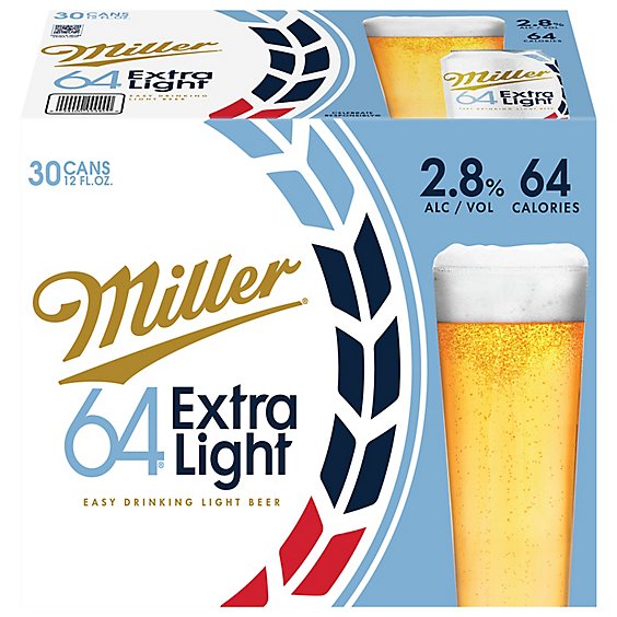 Miller64 Light Beer Lager 2.8% ABV Cans - 30-12 Fl. Oz.