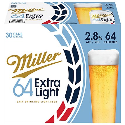 Miller64 Light Beer Lager 2.8% ABV Cans - 30-12 Fl. Oz. - Image 1