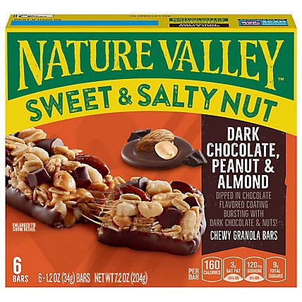 Nature Valley Granola Bars Sweet & Salty Nut Dark Chocolate Peanut & Almond - 6-1.24 Oz - Image 2