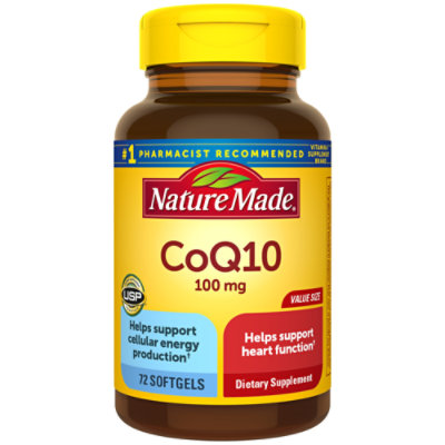 Nature Made CoQ10 100 mg Liquid Softgels Naturally Orange - 72 Count