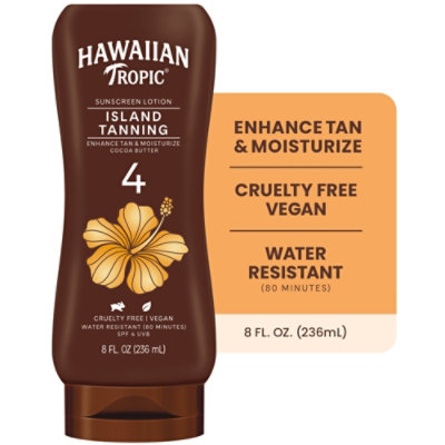 Hawaiian Tropic Island Tanning Lotion Sunscreen SPF 4 - 8 Oz - Image 1