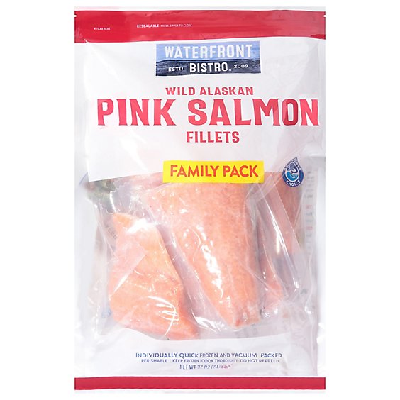 waterfront BISTRO Salmon Fillets Wild Alaskan Pink Boneless & Skin On - 32 Oz