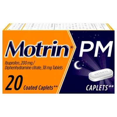 Motrin Ibuprofen Caplets 200 mg Coated - 20 Count - Image 1