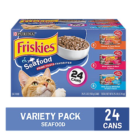 Friskies Cat Food Prime Filets Seafood Favorites Box - 24-5.5 Oz