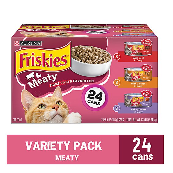 Friskies Cat Food Prime Filets Meaty Favorites Box - 24-5.5 Oz