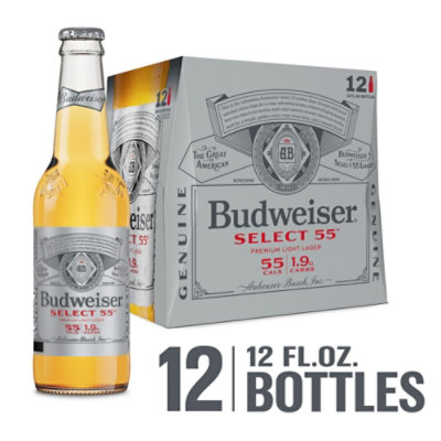 Budweiser Select 55 2.4% ABV Premium Light Lager In Bottles - 12