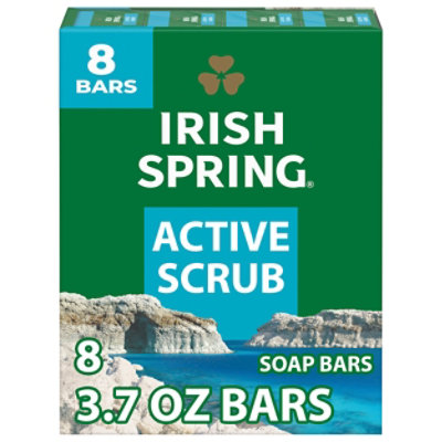 Irish Spring Deodorant Soap Bars Deep Action Scrub - 8-3.75 Oz - Image 1
