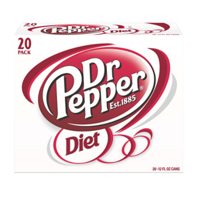 Diet Dr Pepper Soda 12 fl oz cans 20 pack
