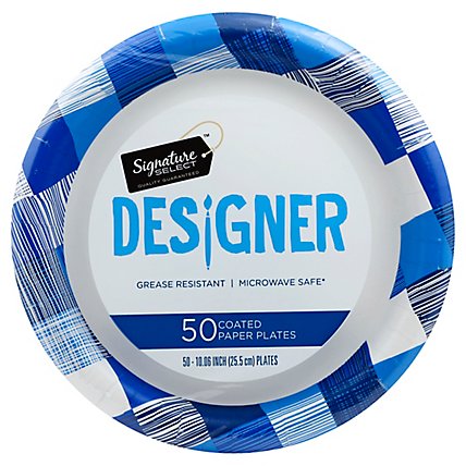 Signature SELECT Plates Paper Designer Coated 10.25 Inch Blue - 50 Count - Image 1