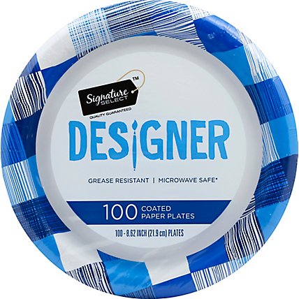 Signature SELECT Plates Paper Designer Coated 8.62 Inch Blue - 100 Count - Image 2