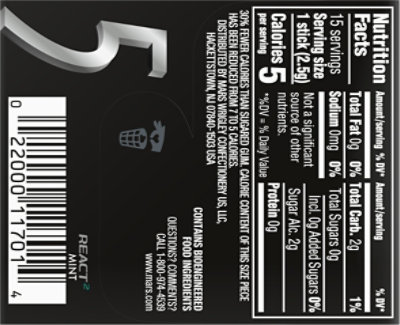 5 Gum React Mint Sugarfree Gum single pack - Image 6