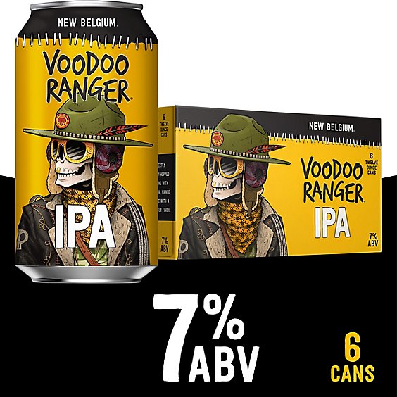 New Belgium Brewing Voodoo Ranger IPA Beer 7% ABV Cans - 6-12 Fl. Oz.