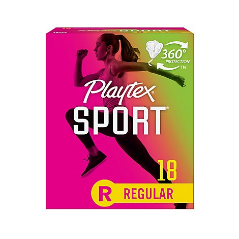 Playtex Sport Tampons Plastic Unscented Regular Absorbency - 18 Count