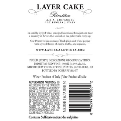 Layer Cake Primitivo Wine - 750 Ml - Image 6