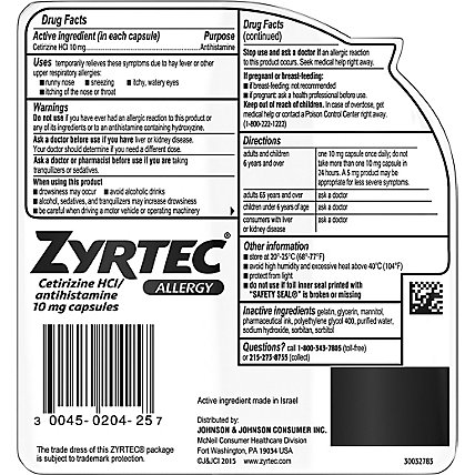 ZYRTEC Allergy Antihistamine Liquid Gels Original Prescription Strength 10 mg - 25 Count - Image 5